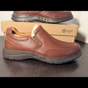 Clarks Un Brawley Step Mahogany Leather Slip On Casual Shoes Mens 12M